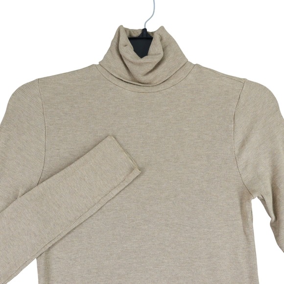 Polo Ralph Lauren Tops - Polo Ralph Lauren Ribbed Stretch Turtleneck Top Womens M Beige Modal Preppy